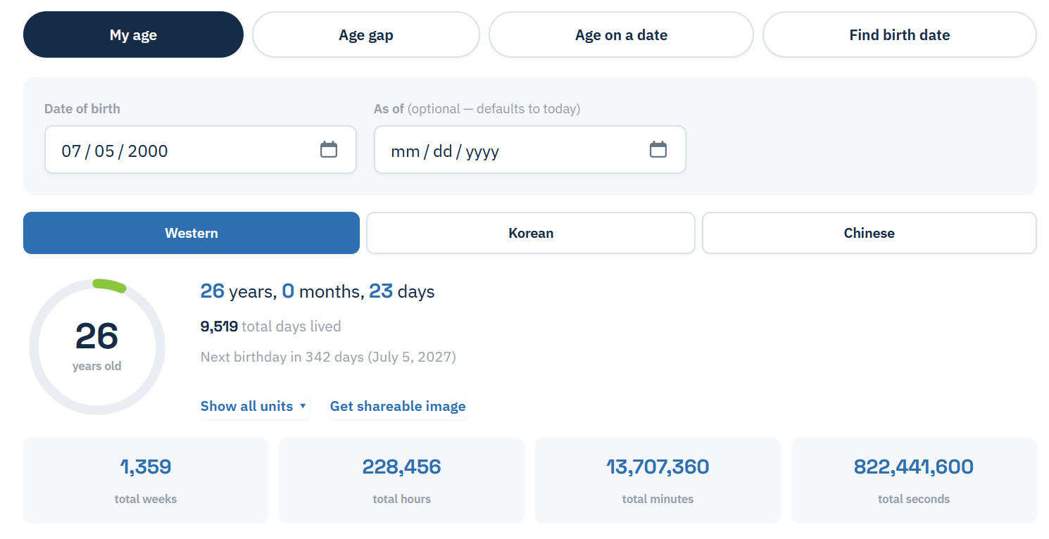 my age calculator